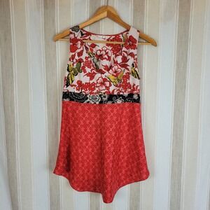 Vintage Cabi Silk Mini Dress Red Floral Size Extra‎ Small Y2K